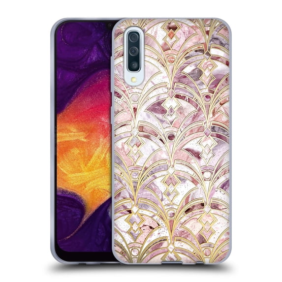 Micklyn Le Feuvre Marble Patterns Dusty Rose And Coral Art Deco Marbling Pattern Soft Gel Case Compatible with Samsung Galaxy A50/A30s (2019)