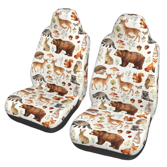 KAKALAD Woodland Animals 01 Car Accessories Seat Covers Set Vehicle Seat Covers Universal Front Seats Protector 2 Pcs
