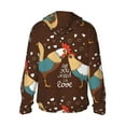 thumbnail image 3 of Uemuo Rooster And Chicken Pattern Women's Full Zip UPF 50+ Sun Protection Hoodie Jacket Long Sleeve Sun Shirt Hiking Outdoor Performance with Pockets-Medium, 3 of 9