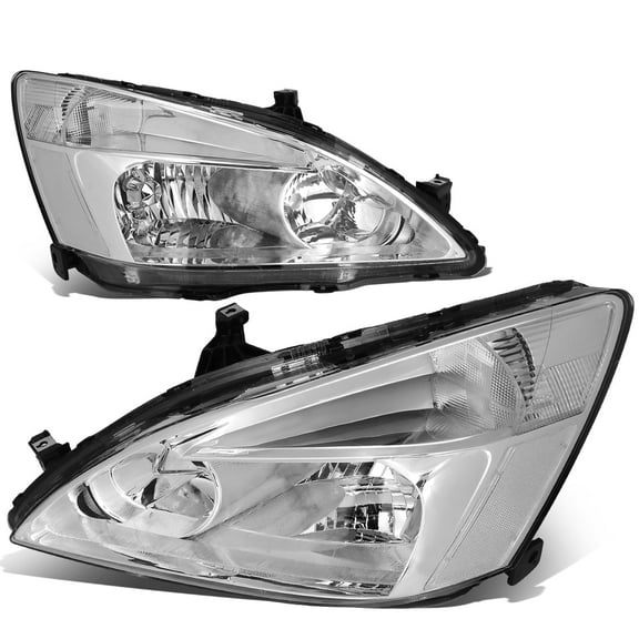 DNA Motoring For 03-07 Honda Accord JDM All Chrome Clear Corner Headlight Pair Replacement