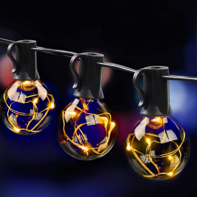 Guirnalda de luces LED para exterior, 9 m, 30 bombillas, IP44 resistente al agua, 3 bombillas de repuesto, 2200 K, ideal para Navidad, fiestas, bodas y decoración de interiores y exteriores en dormito