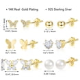 thumbnail image 5 of Alexcraft Small Gold Stud Earrings - 6 Pairs Earrings Studs for Women - Cubic Zirconia 14k Gold Plated Heart Ball Pearl Stud Earrings Hypoallergenic Stud Earrings Pack, 5 of 7