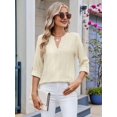 thumbnail image 6 of Womens V Neck Casual Hollow Out Eyelet Embroidered Blouses Shirts Beach Cover Up Tops Dressy Light  L, 6 of 8