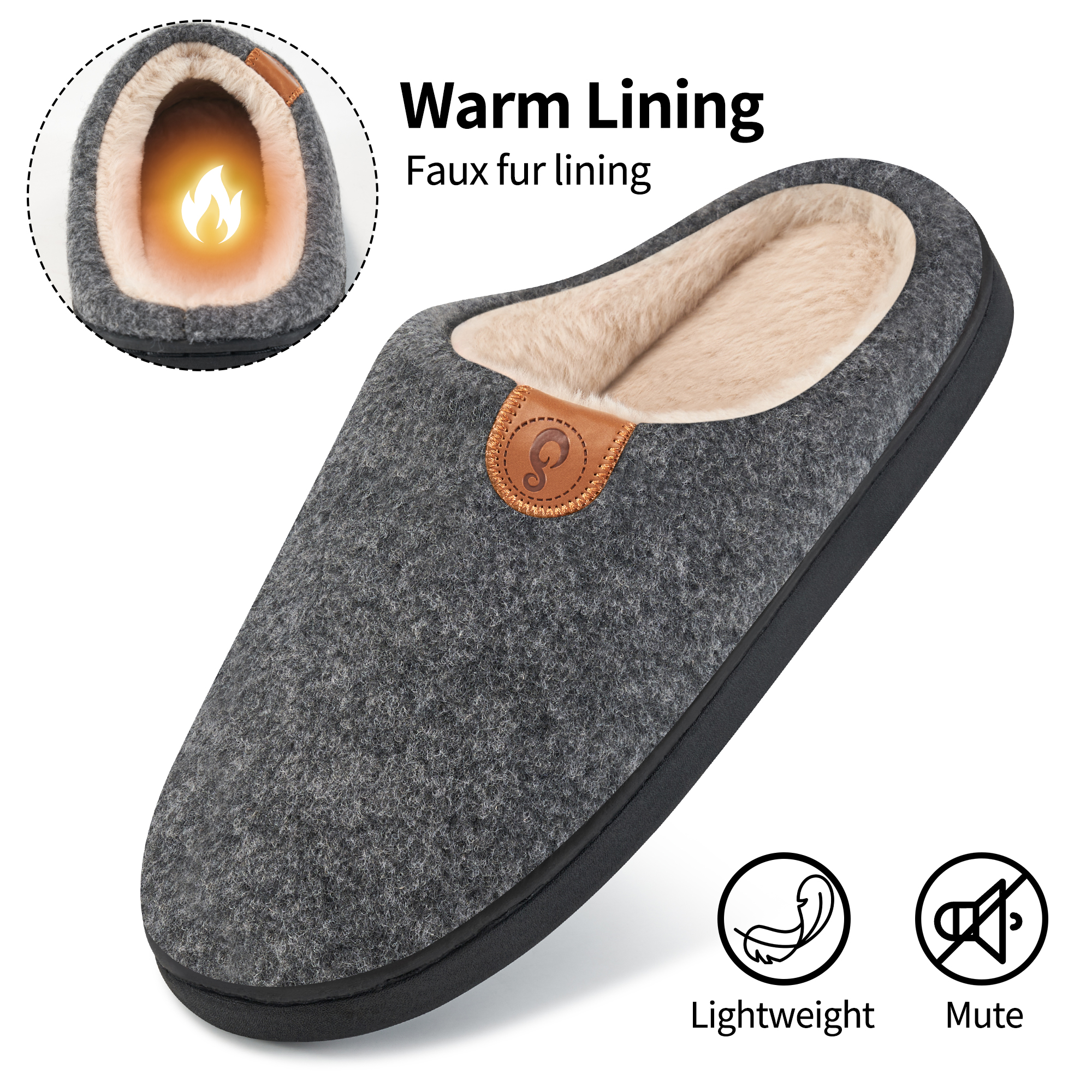 Ecetana Men's Memory Foam Fuzzy House Slippers photo 3