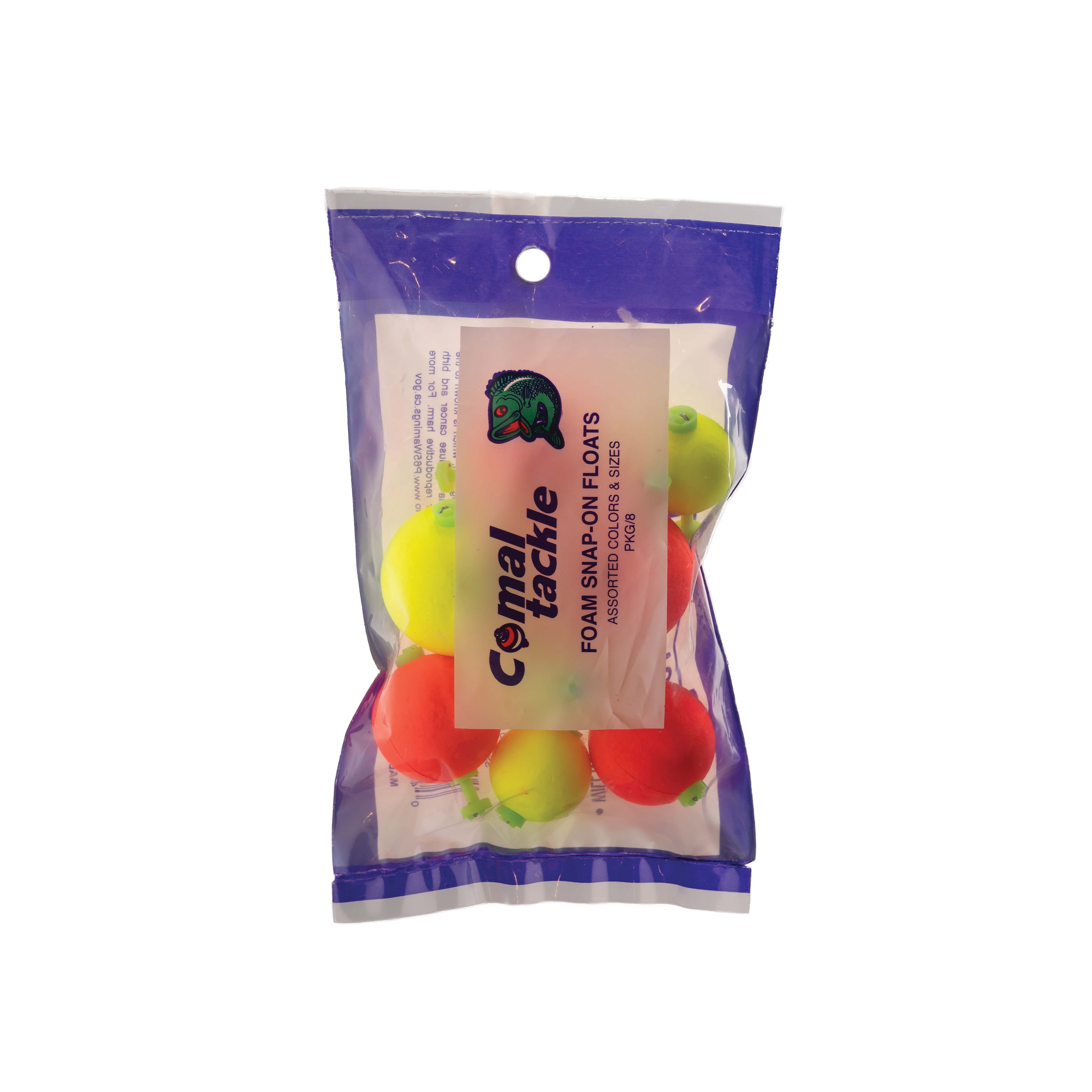 Comal Round Foam Snap-On Fishing Bobbers, 8-Pack