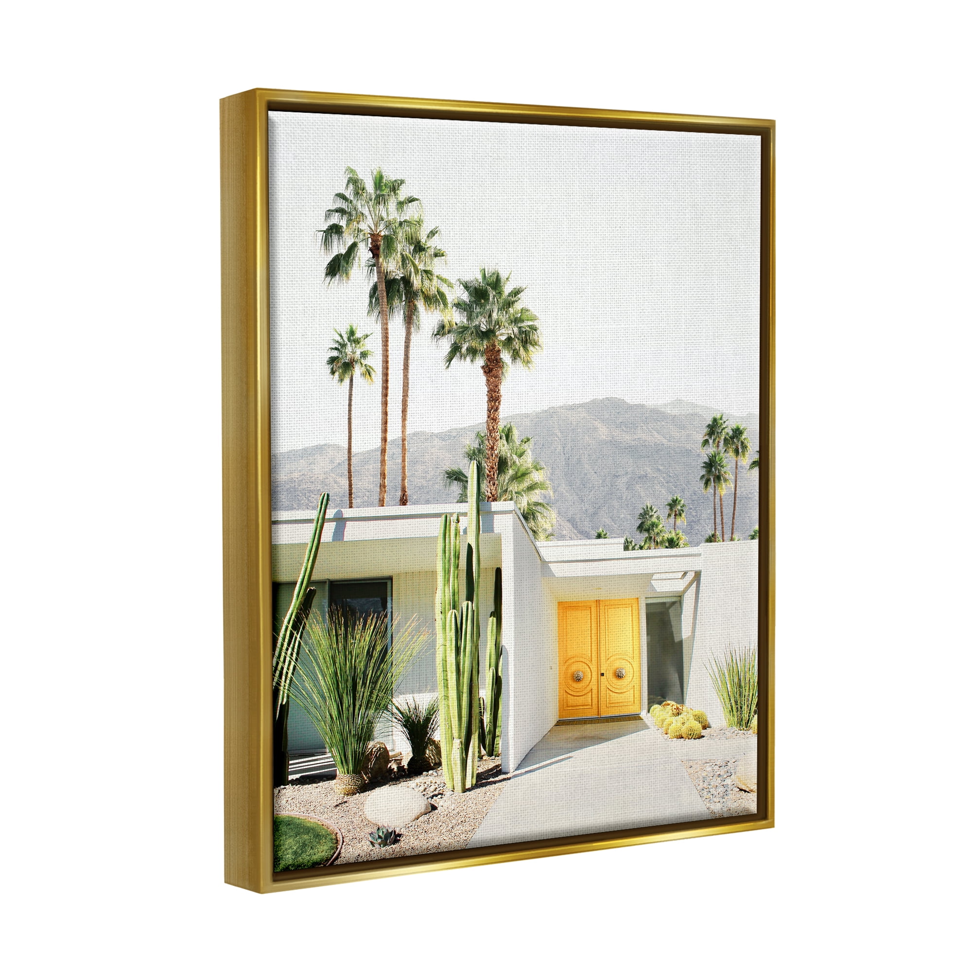Stupell Industries Palm Springs House Photography Botanical & Floral Photography Gold Floater Framed Art Print Wall Art, 17 x 21