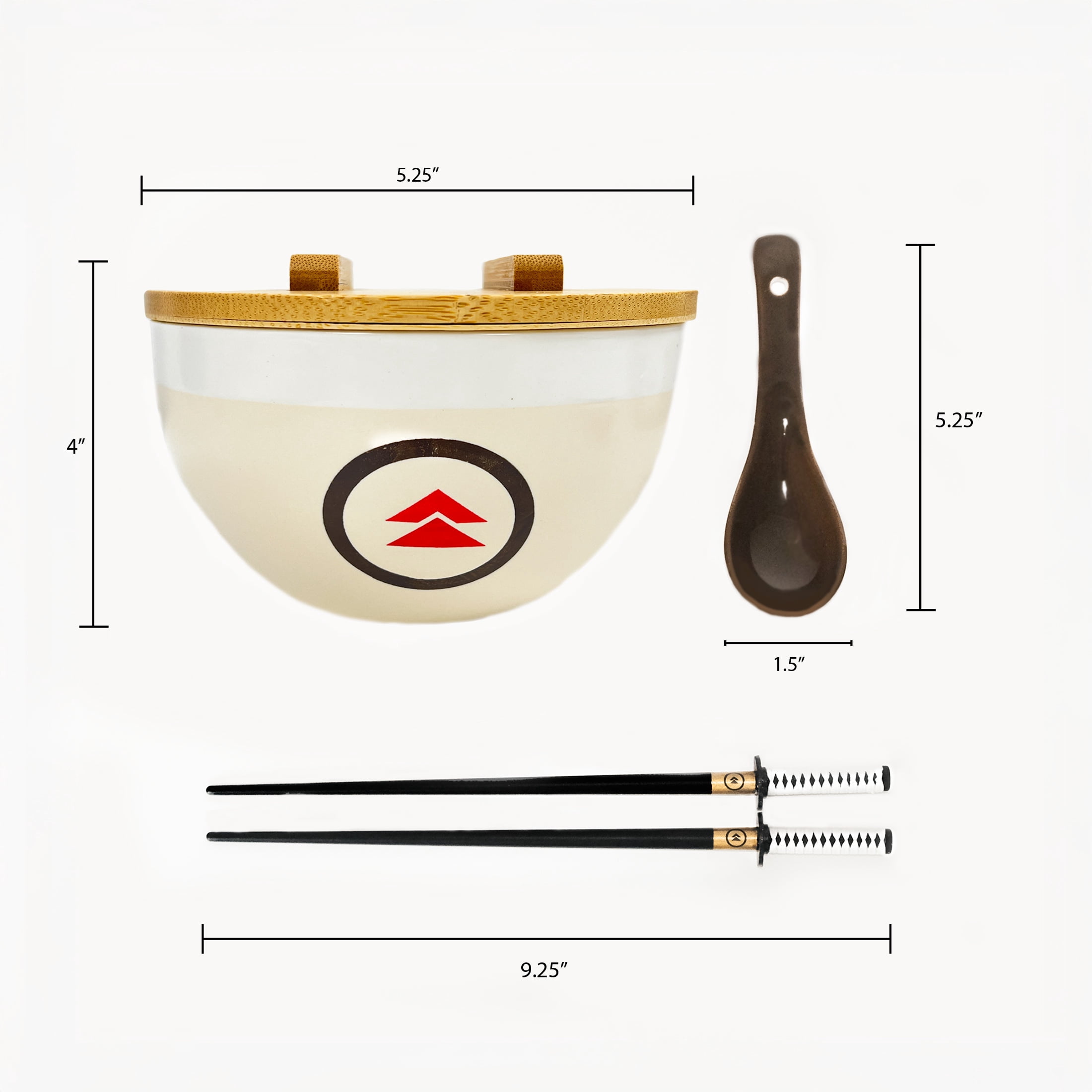 Sony Ghost of Tsushima, White Ceramic Noodle Bowl, Three Piece Set