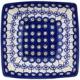 thumbnail image 2 of Polish Pottery 7¾-inch Square Bowl (Flowering Peacock Theme) Hand Painted in Boleslawiec, Poland + Certificate of Authenticity, 2 of 6