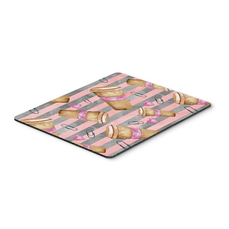 Carolines Treasures BB7538MP Watercolor Coffee and Paper Clips Mouse Pad Hot Pad or Trivet Large multicolor