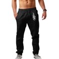 thumbnail image 2 of Pantalones casuales de lino para hombre, color liso, estampado de árbol, ligeros, sueltos, elásticos, con cordón, para verano, playa, yoga negro, (086-Black) 2XL negro, (086-Black) 2XL Xishao ropa, 2 of 2