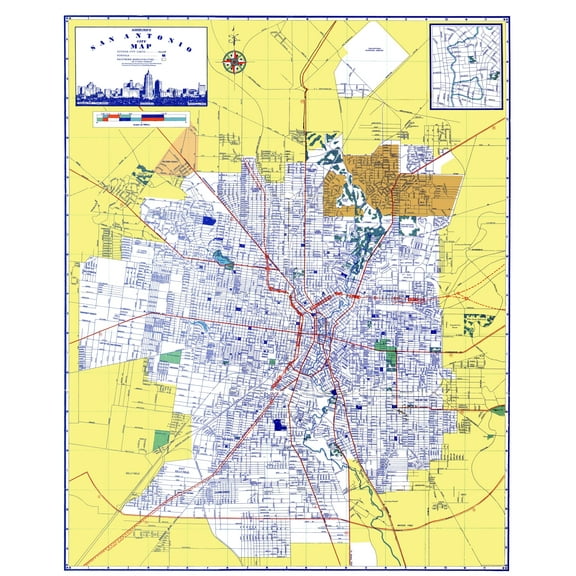 Historic City Map - San Antonio Texas - Ashburn 1950 - 23 x 28.71 - Vintage Wall Art