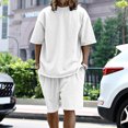 thumbnail image 1 of 2024 European and American Foreign Trade Amazon plus size Casual Men‘s Suit Loose Short Sleeve Men‘s T Spring and Summer Shorts Solid Color Men‘s Wear, 1 of 7