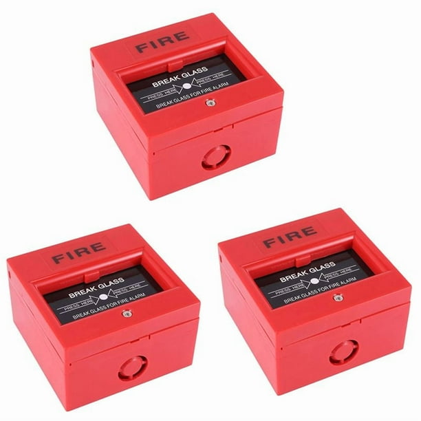 3X AC 250V / 12V DC 12V Punto de Conexion Manual Rearmable Estacion de Disparo de Alarma de Incendio