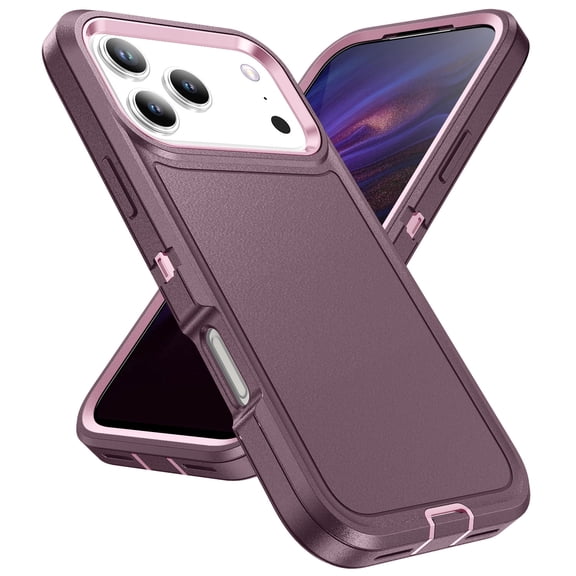Corliven for iPhone 17 Pro Max Case, Shock-Absorbing PC TPU Back Cover with Raised Edges and Non-Slip Grip, Purple Pink