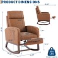 thumbnail image 3 of OUTGOODS Nursery Rocking Chair w/ Footrest, Teddy Gray/PU Brown, Wood Leg Options, 3 of 8
