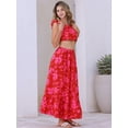 thumbnail image 3 of DARING DIVA Floral Print 2 Pieces Set  Summer Tank Top Maxi Skirt XS Red, 3 of 6