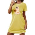 thumbnail image 2 of Aboser Womens Halloween Nightgown Cute Pumpkin Graphic Sleepdress Comfy Short Sleeve Loungewear Breathable Soft Crewneck Nightshirts, 2 of 3