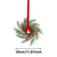 thumbnail image 2 of Yucurem Small Christmas Wreaths for Kitchen Cabinet, Christmas Pine Needle Red Berry Wreath with Ribbon for Xmas Table Centerpiece Front Door Window Stair Decor, 2 of 6