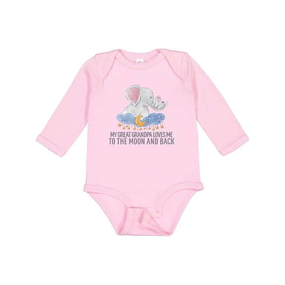 Inktastic My Great Grandpa Loves Me to the Moon and Back Elephants Boys or Girls Long Sleeve Baby Bodysuit