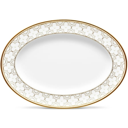 Noritake Trefolio Gold Medium Oval Serving Platter