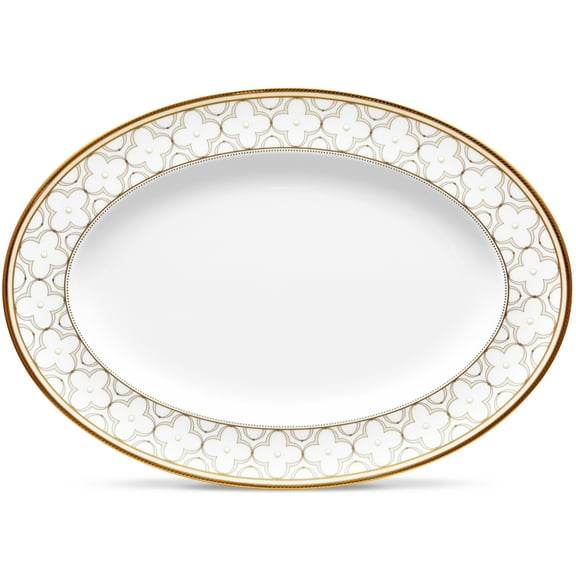 Noritake Trefolio Gold Medium Oval Serving Platter