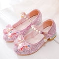 thumbnail image 2 of Quealent Kids Toddler Girls Dress Shoes Pumps Low Heels Sparkling Flower Mary Jane Footwear for Party Prom Wedding Birthday Pink for Size 3, 2 of 7