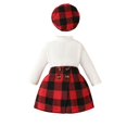 thumbnail image 1 of Odeerbi 6M-4Y Niñas Algodón Conjuntos Manga Larga Mock Neck Tops Falda Plaid Con Sombrero Boina Tres-Conjunto de Tres Piezas Conjunto de Falda, 1 of 8