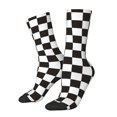 thumbnail image 1 of Balery Black and White Checkerboard Calcetas Largas con Estampado para Hombre y Mujer – Suaves y Transpirables, Talla Única (US 5-11), 1 of 6