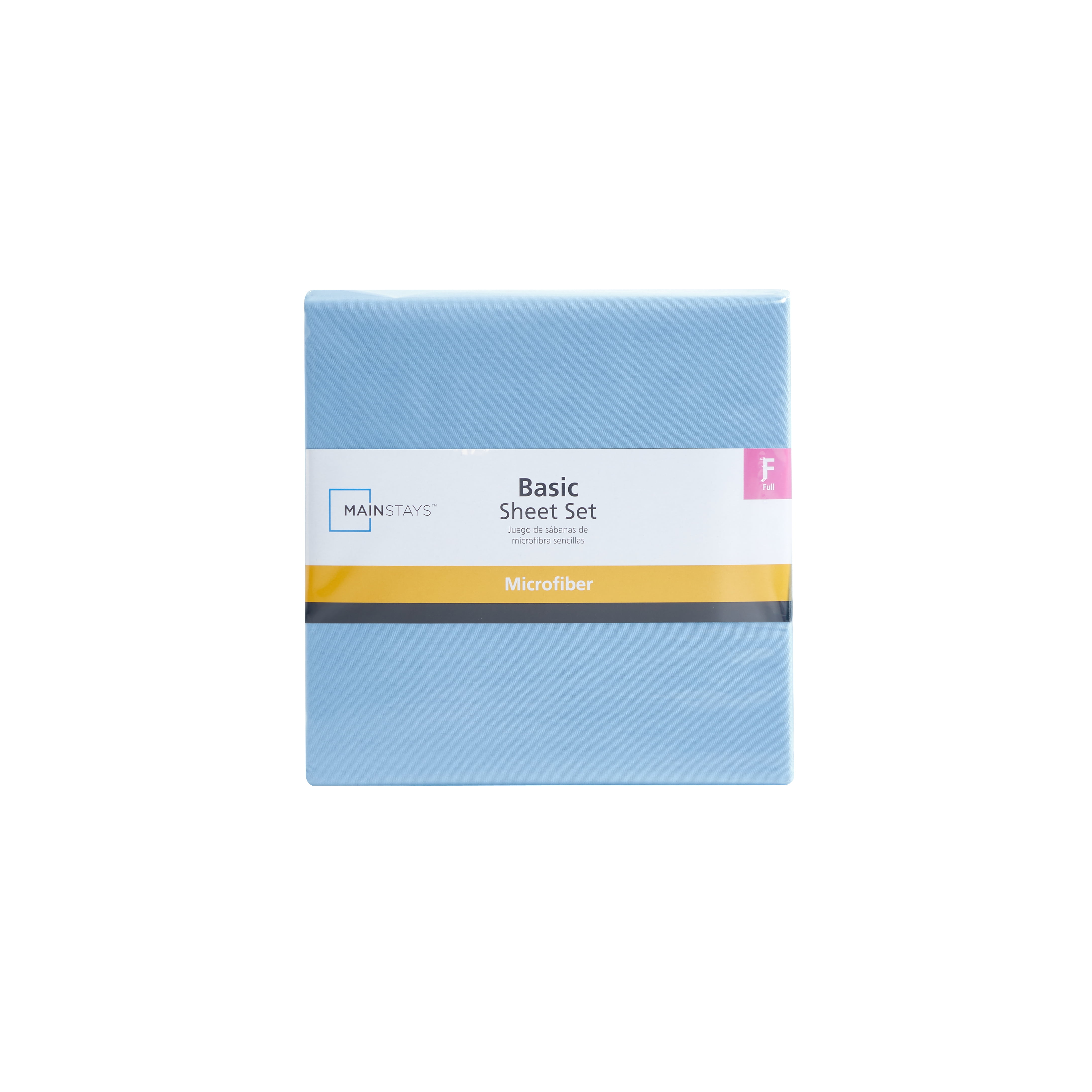 Mainstays Basic Value Microfiber Bed Sheet Set, Light Blue, Full, 4 Piece