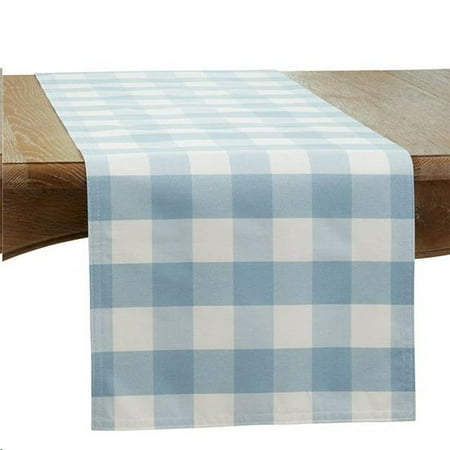 

Fennco Styles Buffalo Plaid Collection Classic Checked Cotton Blend Table Runner - Blue 16 x 72 Inch Table Runner for Banquets Christmas Special Events and Home Décor