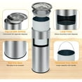 thumbnail image 4 of BENESKY Commercial Indoor Outdoor Trash Can, Stainless Steel Round Garbage Can with Removable Inner Bucket and Ashtray, Waste Bin for Patio, Yard, Office, Hotel, 4 of 6