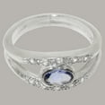 thumbnail image 4 of LBG British Made 9k White Gold Natural Tanzanite & Diamond Womens Band Ring - 33 size options - Size 10.75, 4 of 7