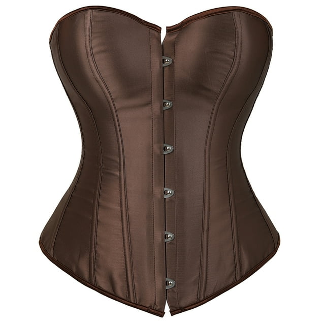 Grebrafan Bustier Corsets à Baleines Haut Femme Brun G