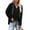 Black, variant on Women's Hooded Blouse Long Sleeve with Button Front and Drawstring, Casual Polyester Spandex Blend Top for Daily Wear and Comfort