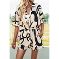 thumbnail image 5 of Women'S Summer 2 Piece Floral Print Blouse Long Sleeve Button Down Shirts Tops Lounge Shorts Casual Tracksuit Set apricot L, 5 of 9