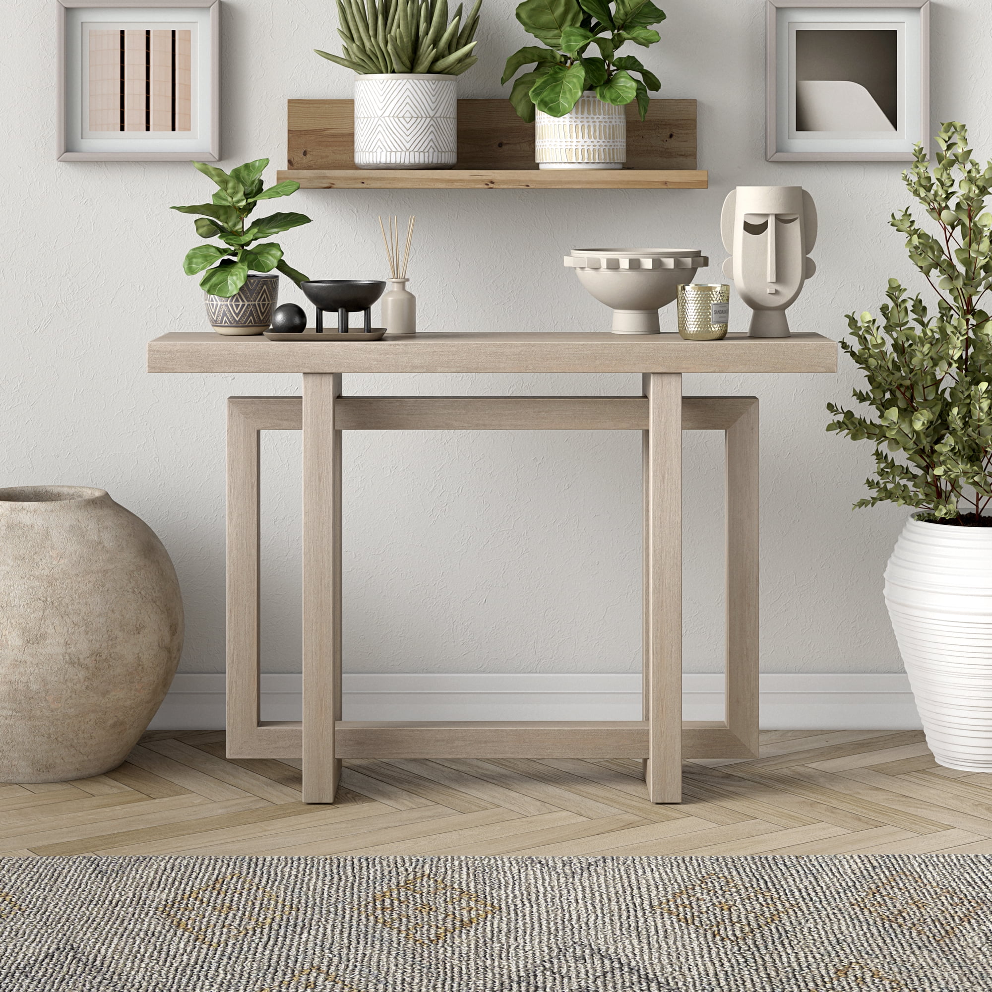 Evelyn&Zoe Modern/Contemporary 44" Wide Alder White Console Table