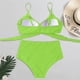 thumbnail image 5 of Trajes de baño para mujer, 2 piezas, estampado tropical hawaiano, camisola, sujetador y volantes, conjuntos de baño, ropa de playa Fridja  nalpqowj52383, 5 of 7