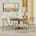 thumbnail image 2 of GDF Studio Alachua Farmhouse Fabric Upholstered Wood Expandable 5 Piece Dining Set, Natural Brown, Light Ash, and Light Beige Tweed, 2 of 12