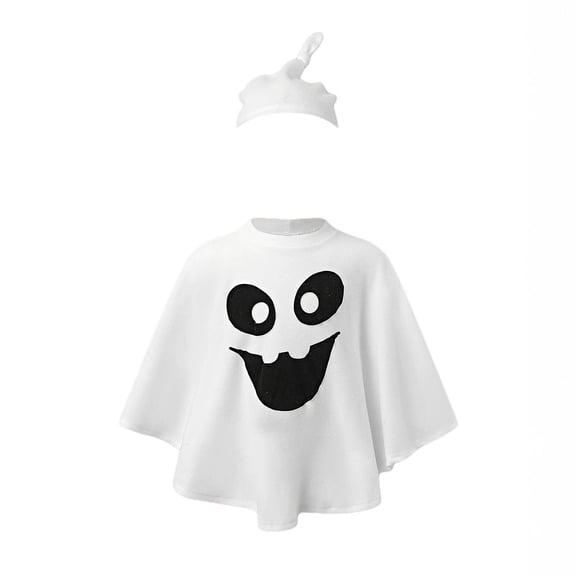 OJSFQUFP Toddler Baby Girl Boy Halloween Ghost Face Cloak with Hat Fancy Party Cape Poncho Hooded Funny Outfits