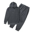 thumbnail image 2 of Honganda Men Sports Set, Solid Color Hoodie Zip Tops, Long Loose Pants Suit, 2 of 6