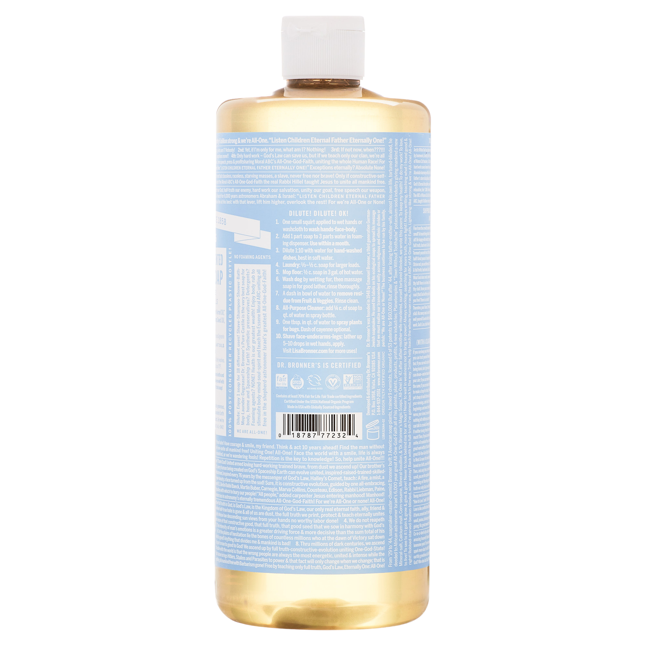 Dr. Bronner's Pure-Castile Liquid Soap – Baby – 32 oz - image 4 of 5