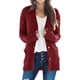 thumbnail image 4 of Cárdigan informal de estilo europeo y americano para mujer, de otoño e invierno, con botones torcidos de color liso, 4 of 6
