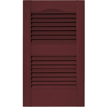 15 in. Vinyl Louvered Shutters in Wineberry - Set of 2 (14.5 in. W x 1 in. D x 51.75 in. H (5.6 lbs.))