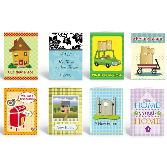 Assorted New Address Note Cards - 16 New Address Note Cards and Envelopes - B143