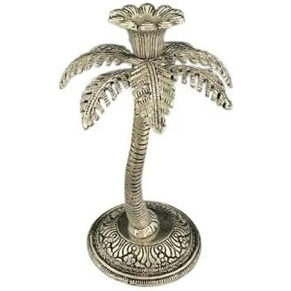german silver coconut tree candle stand for gift purpose/ home décor, 1 piece