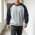 thumbnail image 4 of Gytharion Men's Color-blocking Sweatshirts Raglan Sleeve Solid Color Classic Pullovers Fall Comfortable Pullover Tops, 4 of 5