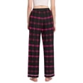 thumbnail image 3 of Dailycode Women's Pajama Pants Wide Leg Lounge Pj Bottoms With Pockets Black Pink Plaid, 3 of 7