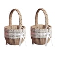 thumbnail image 1 of 2pcs Wedding Linen Lace Basket Rustic Burlap Bowknot Basket for Ceremony Engagement Party, 1 of 3