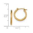 thumbnail image 2 of Real 14kt Yellow Gold Satin and Polished Diamond Cut Design Hoops; for Adults and Teens; for Women and Men, 2 of 2
