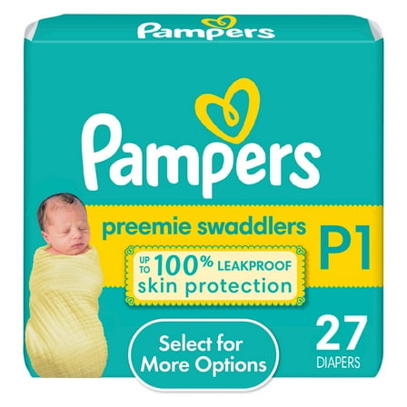Pack of 2 Pampers Swaddlers Diapers Size Preemie, 27 Count